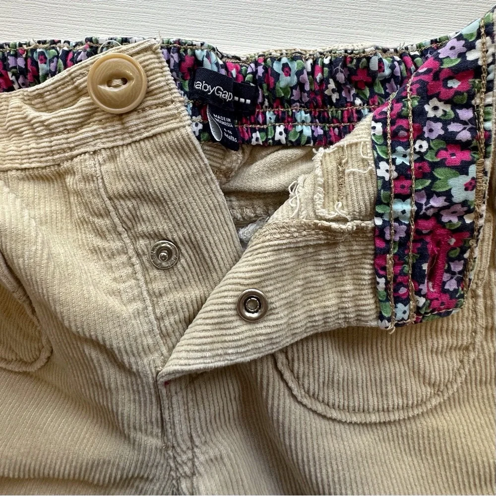 Baby Gap Tan Corduroy Flare Leg Pull On Pants 6-12 Months Girls Button Snap‎